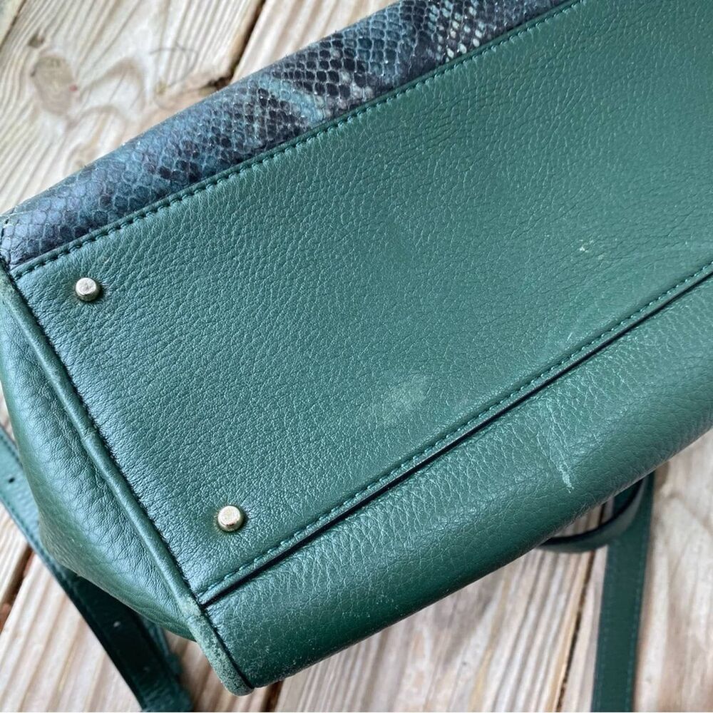 New York Chatham Lane Harlan Satchel Bag Forest Leaf Green Suede - Picture 10 of 12